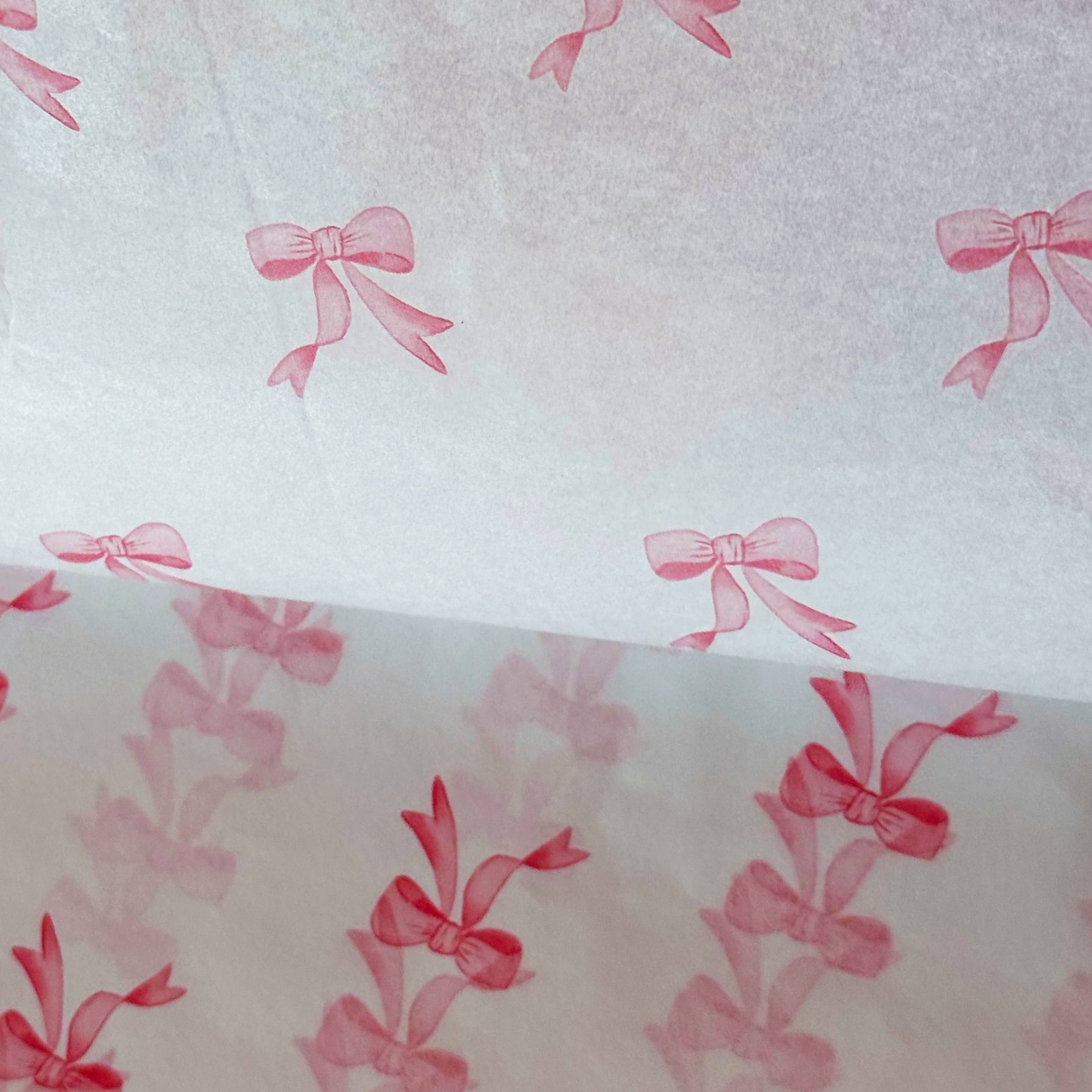 28" x 20" Pink Bow Ties 17g Wrapping Tissue Paper Sheets