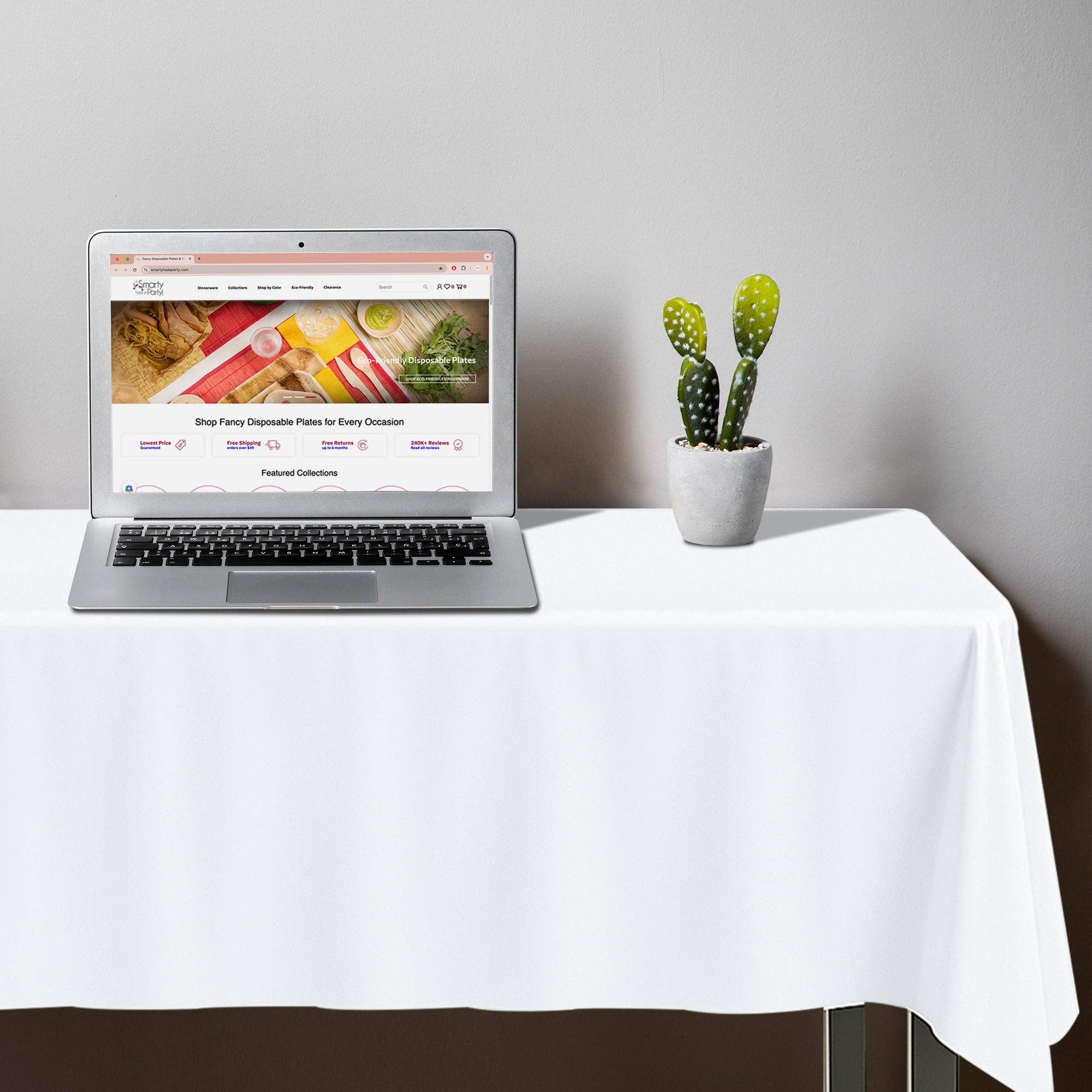 50" x 108" White Rectangular Linen-Like Tablecloth - 1 pc