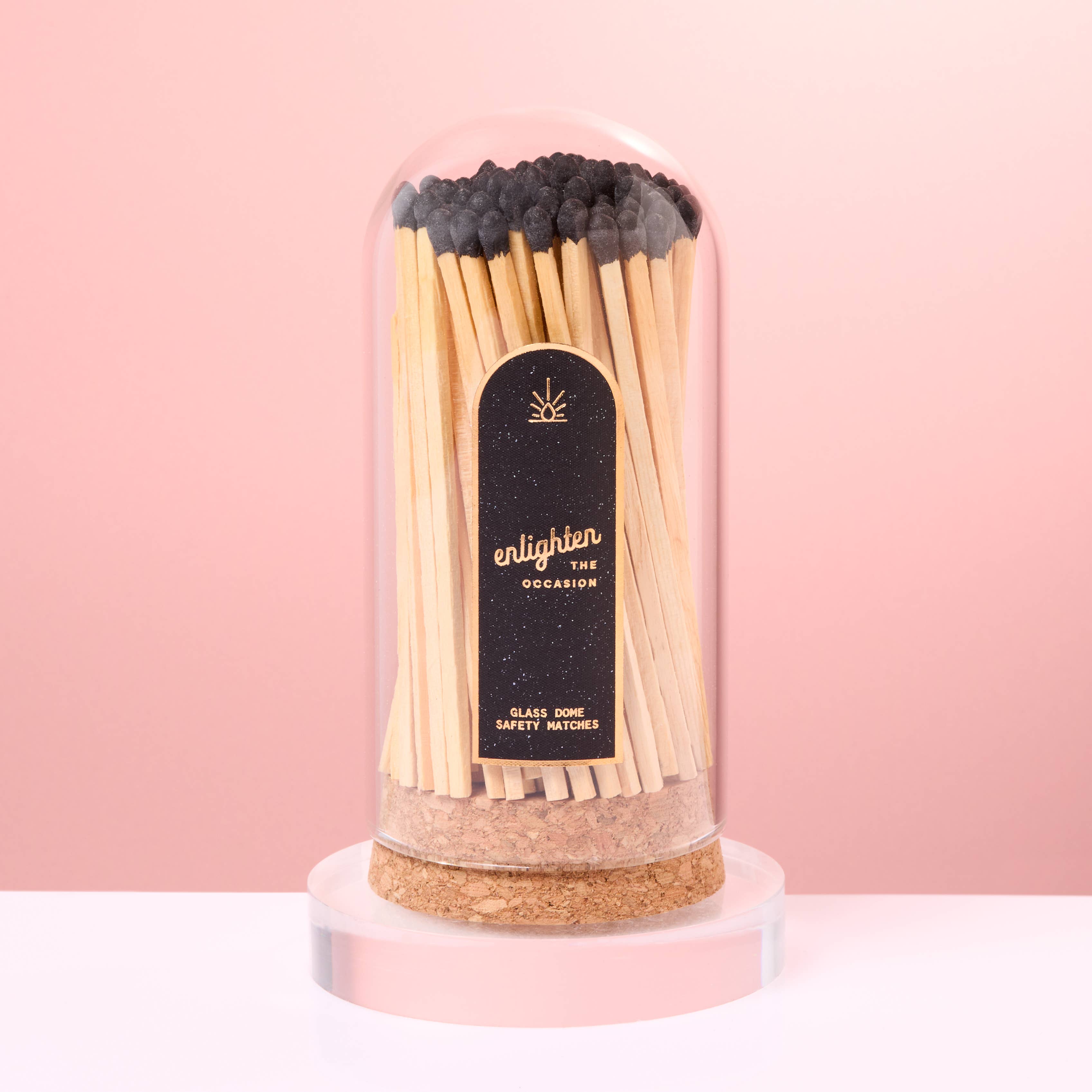 Corked Glass Dome with Black Matches