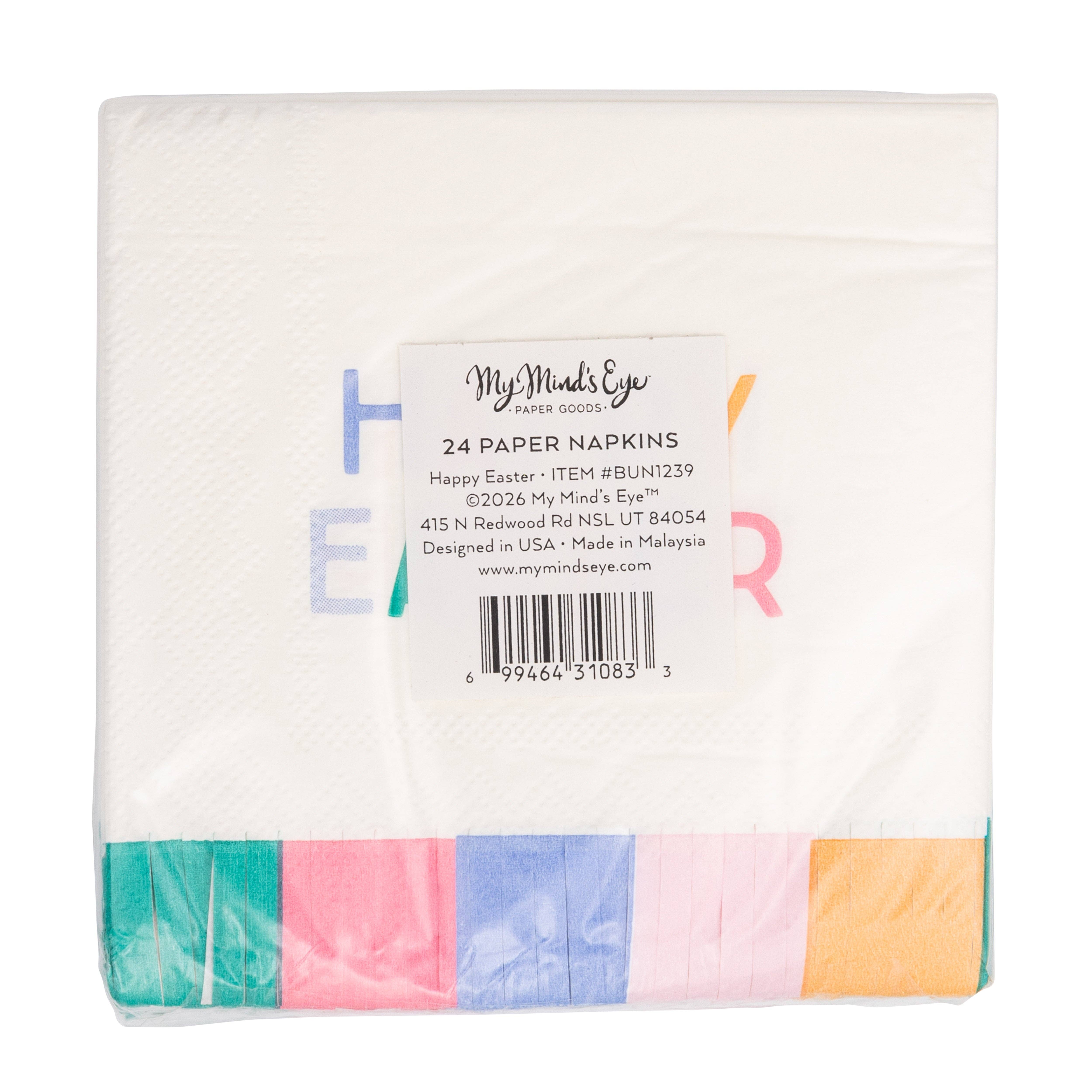 BUN1239 - Happy Easter Fringed Cocktail Napkin