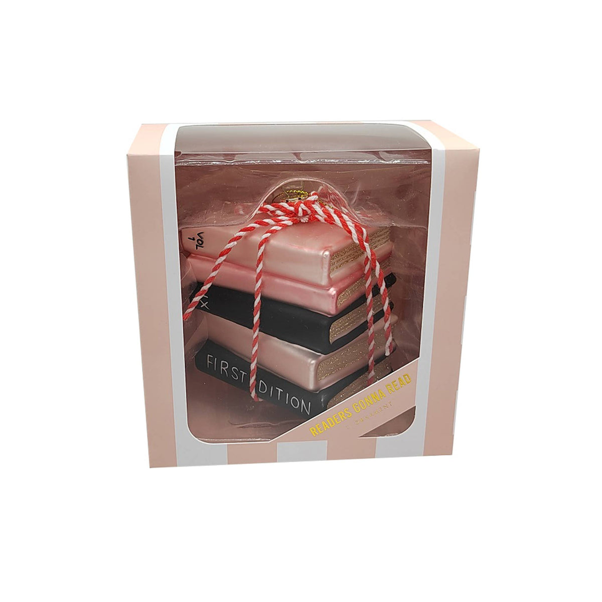 Book Club Stack Glass Christmas Ornament
