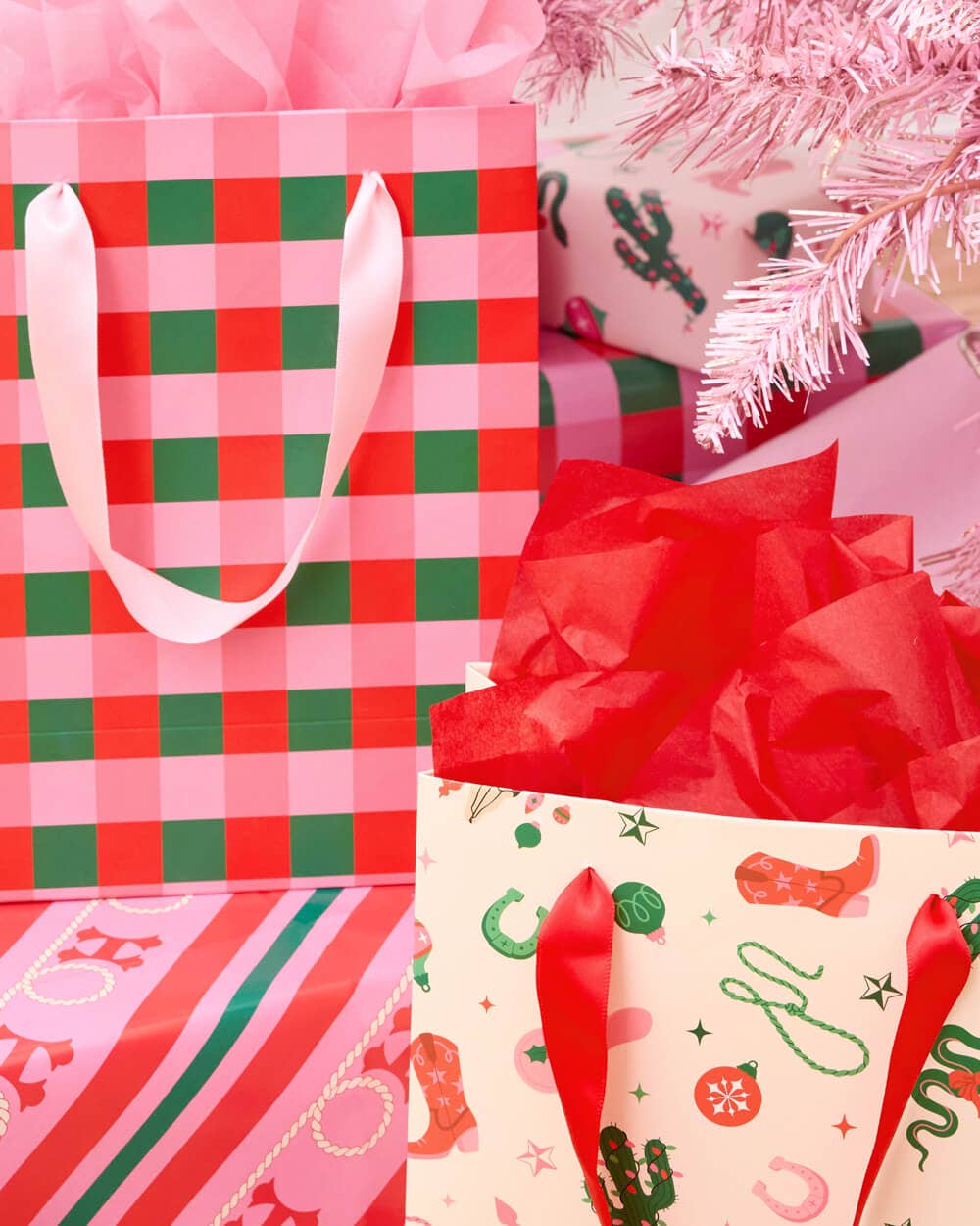 HO-down Gift Bag Set - 6 gift bags, western christmas birthday gift