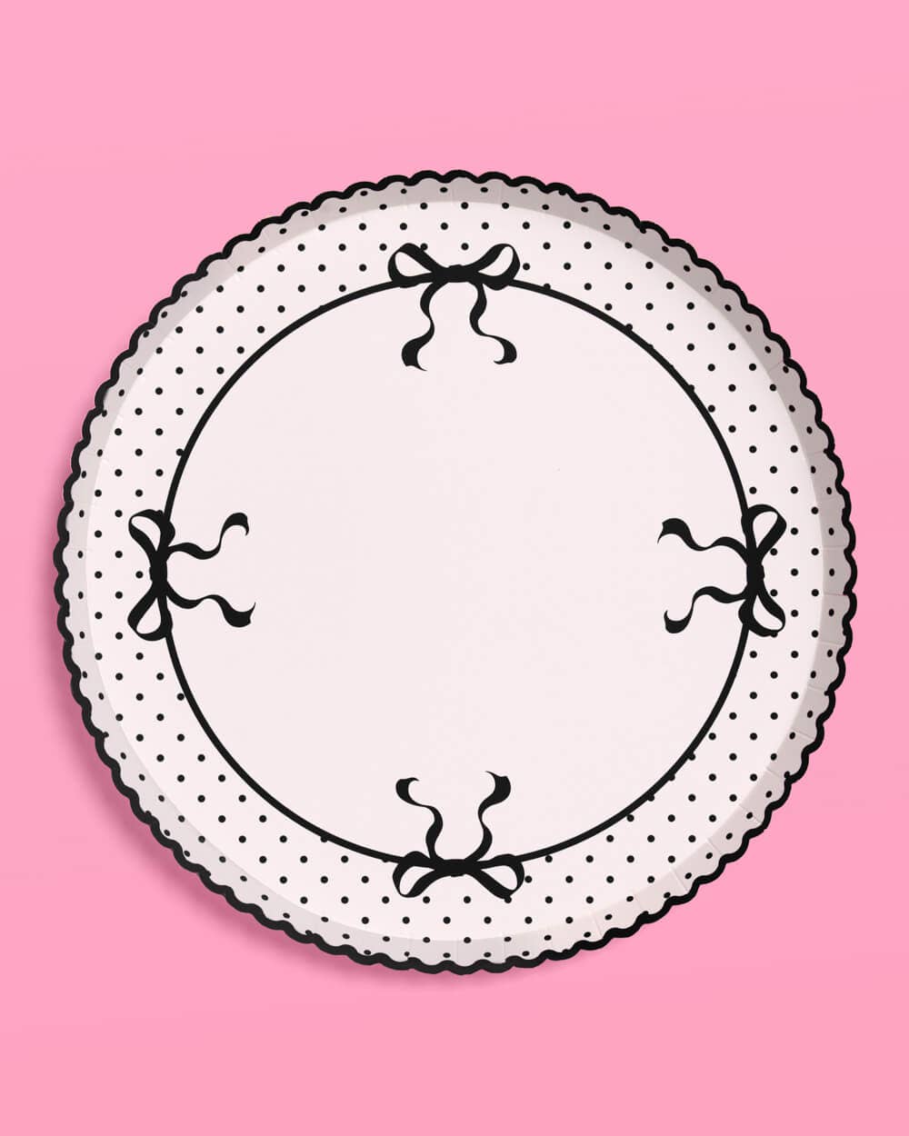 Little Black Bow Plates - 25 paper plates, birthday, tying knot