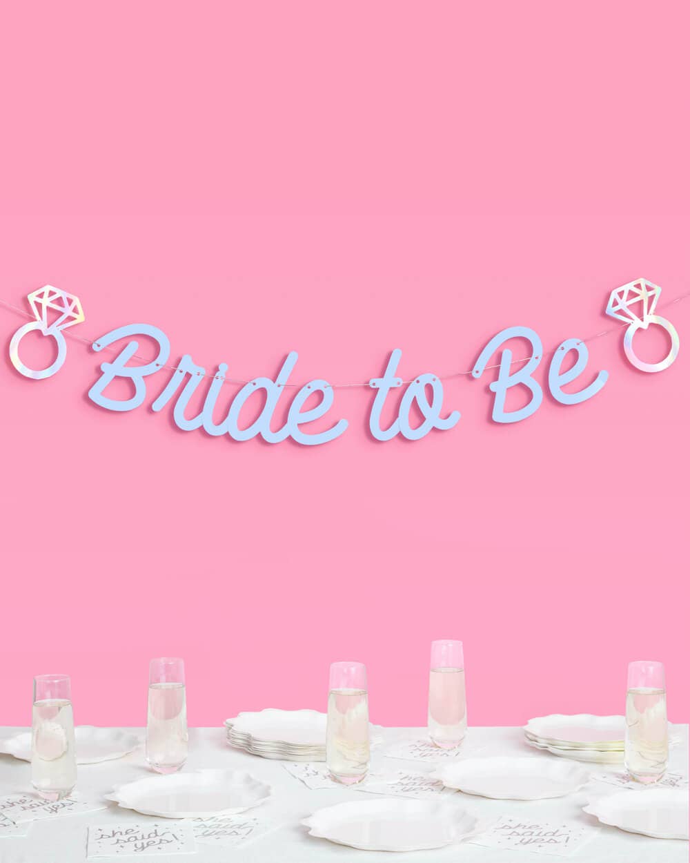 Blue Bride to Be Banner - matte blue + iridescent foil, Bachelorette Party Decorations, Bride