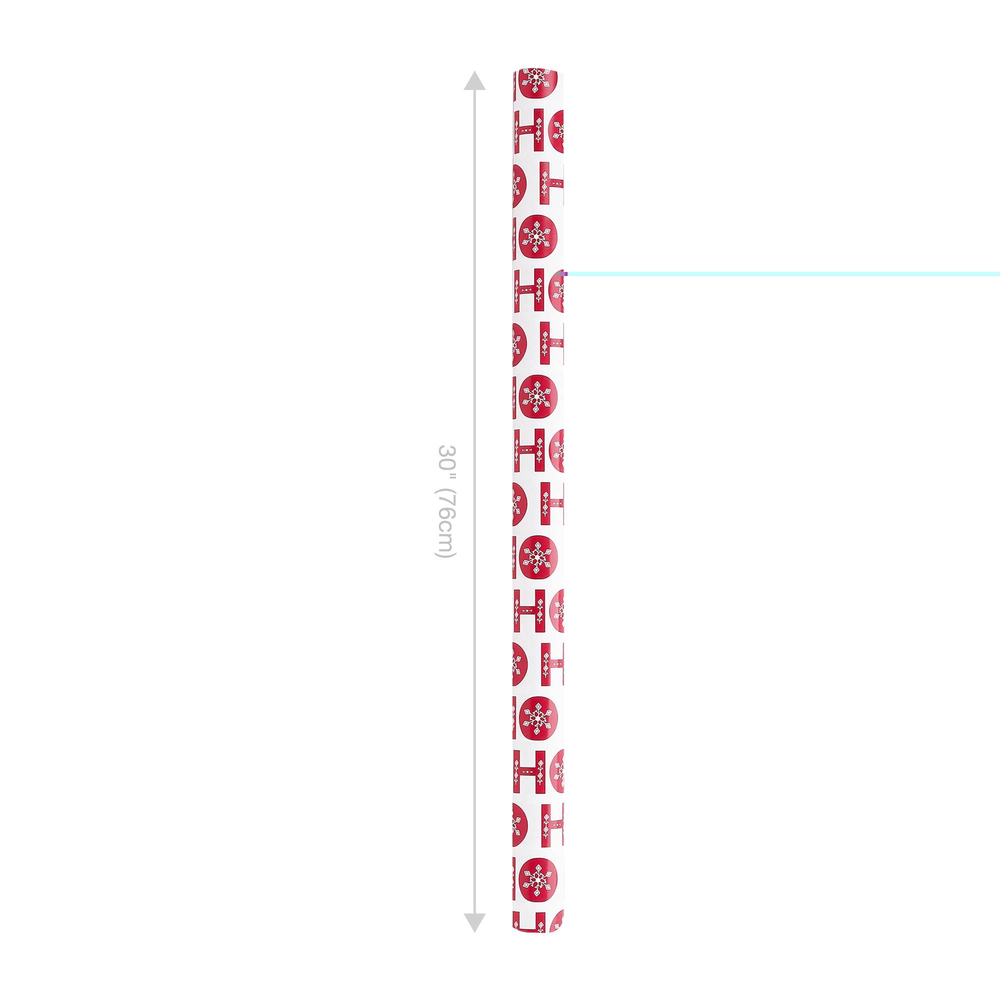 30" x 10’ Holiday Reversible Wrapping Paper | Ho Ho Flake/ Ho Ho Cursive