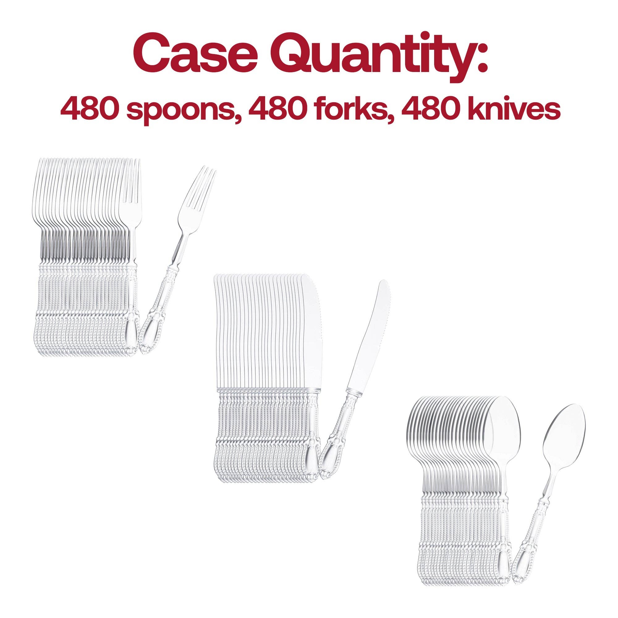 Clear Baroque Disposable Plastic Cutlery Set - 20 Guests