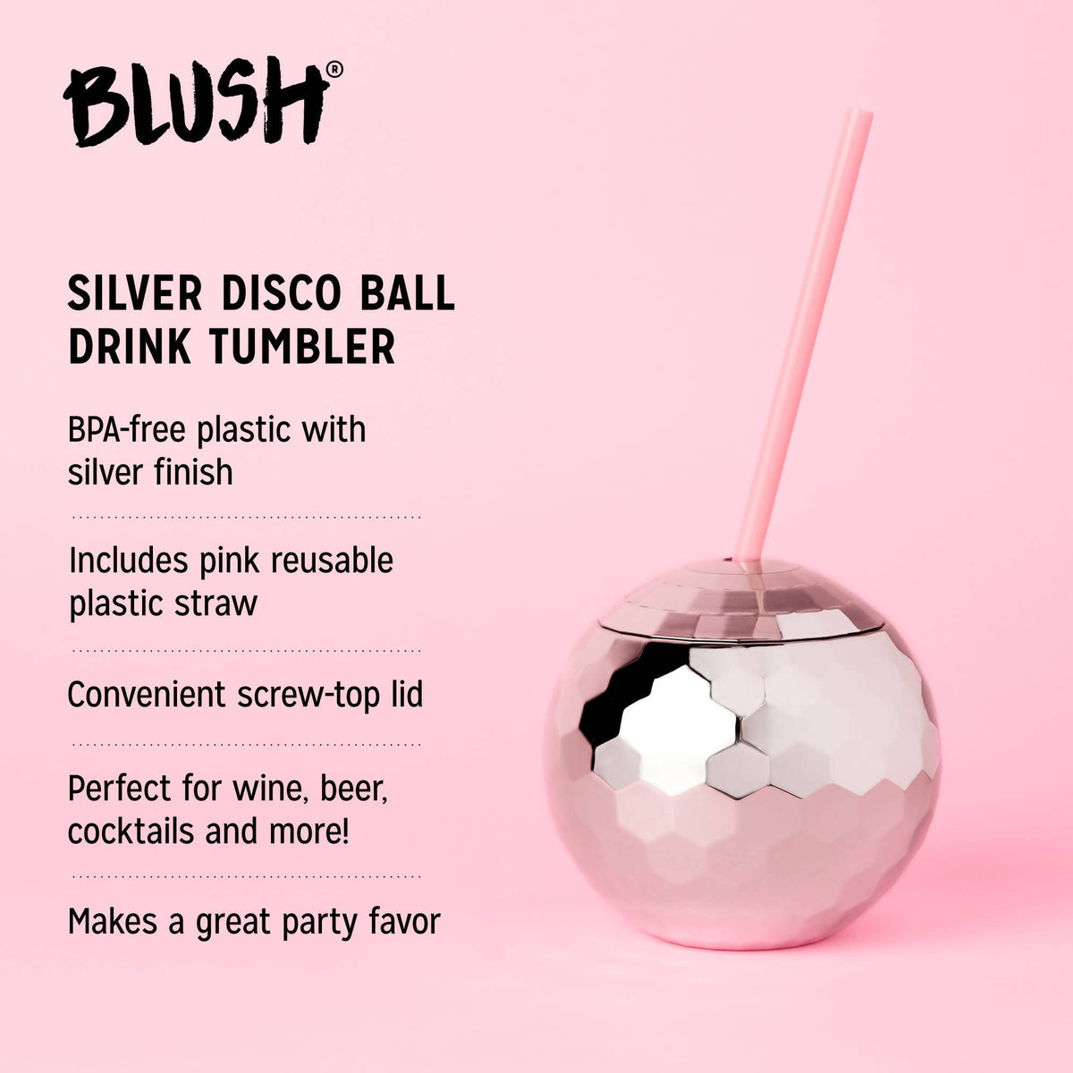 Silver Disco Ball Drink Tumbler