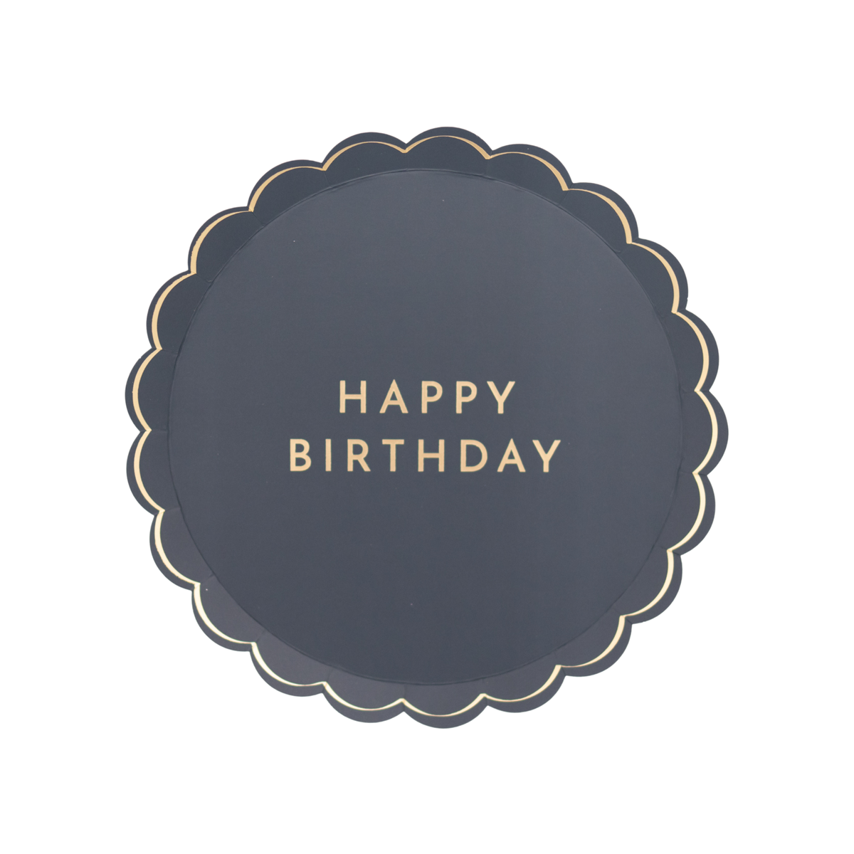 Navy Happy Birthday Scalloped Plates (Set of 8)