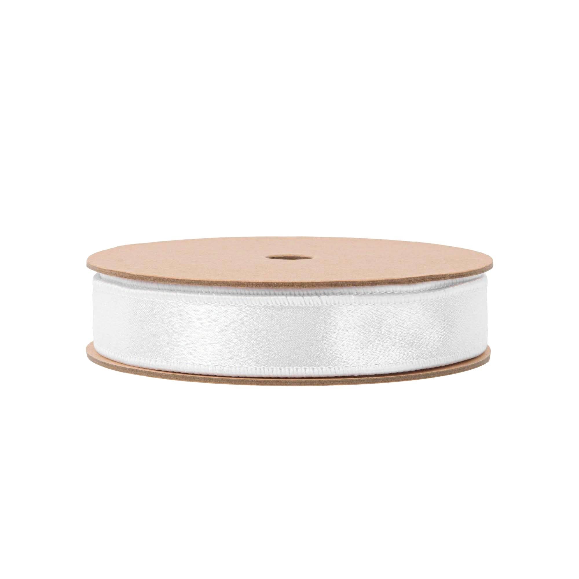 Wired Shimmer Satin Ribbon White 10 Yard Roll