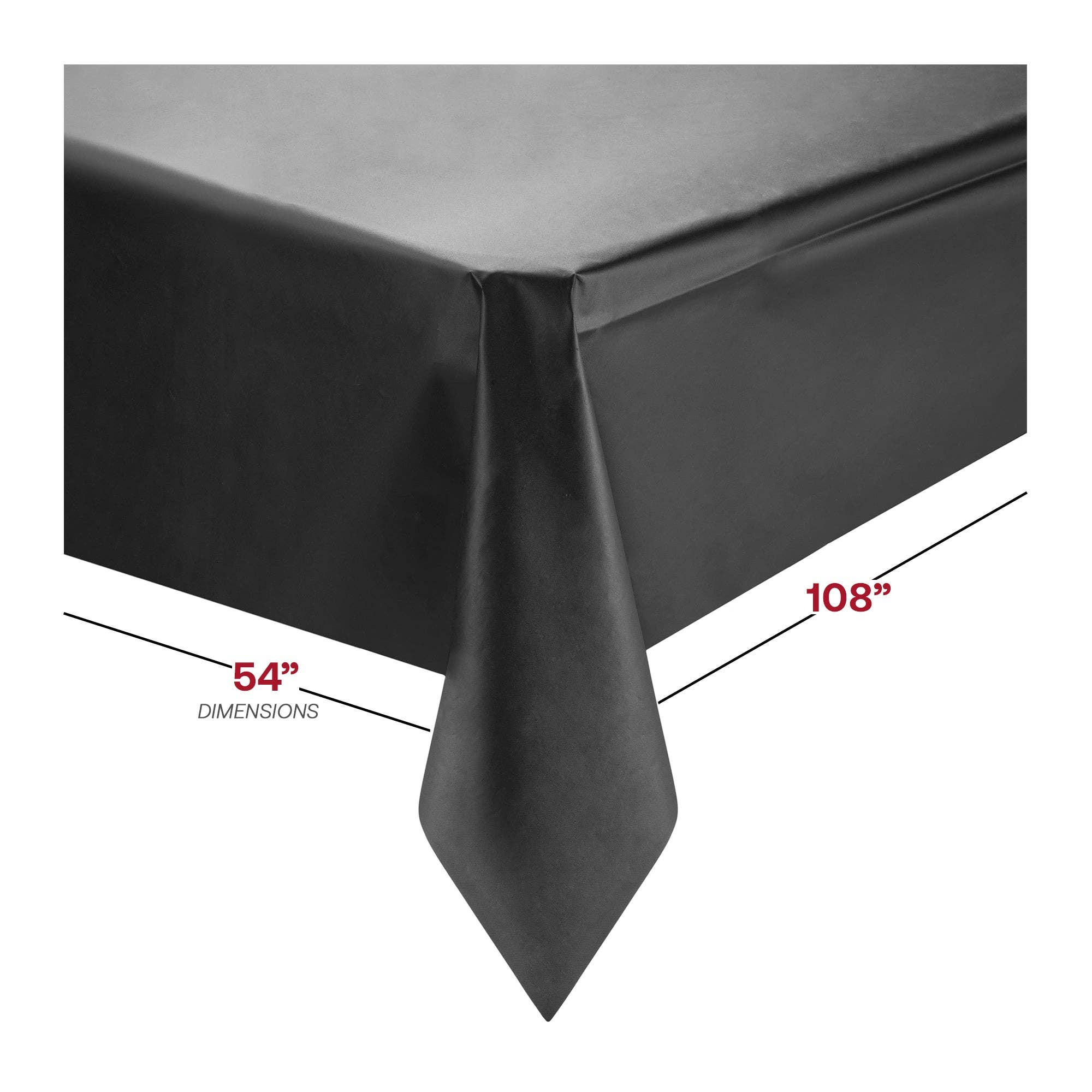 54" x 108" Black Rectangular Plastic Tablecloth - 1 pc