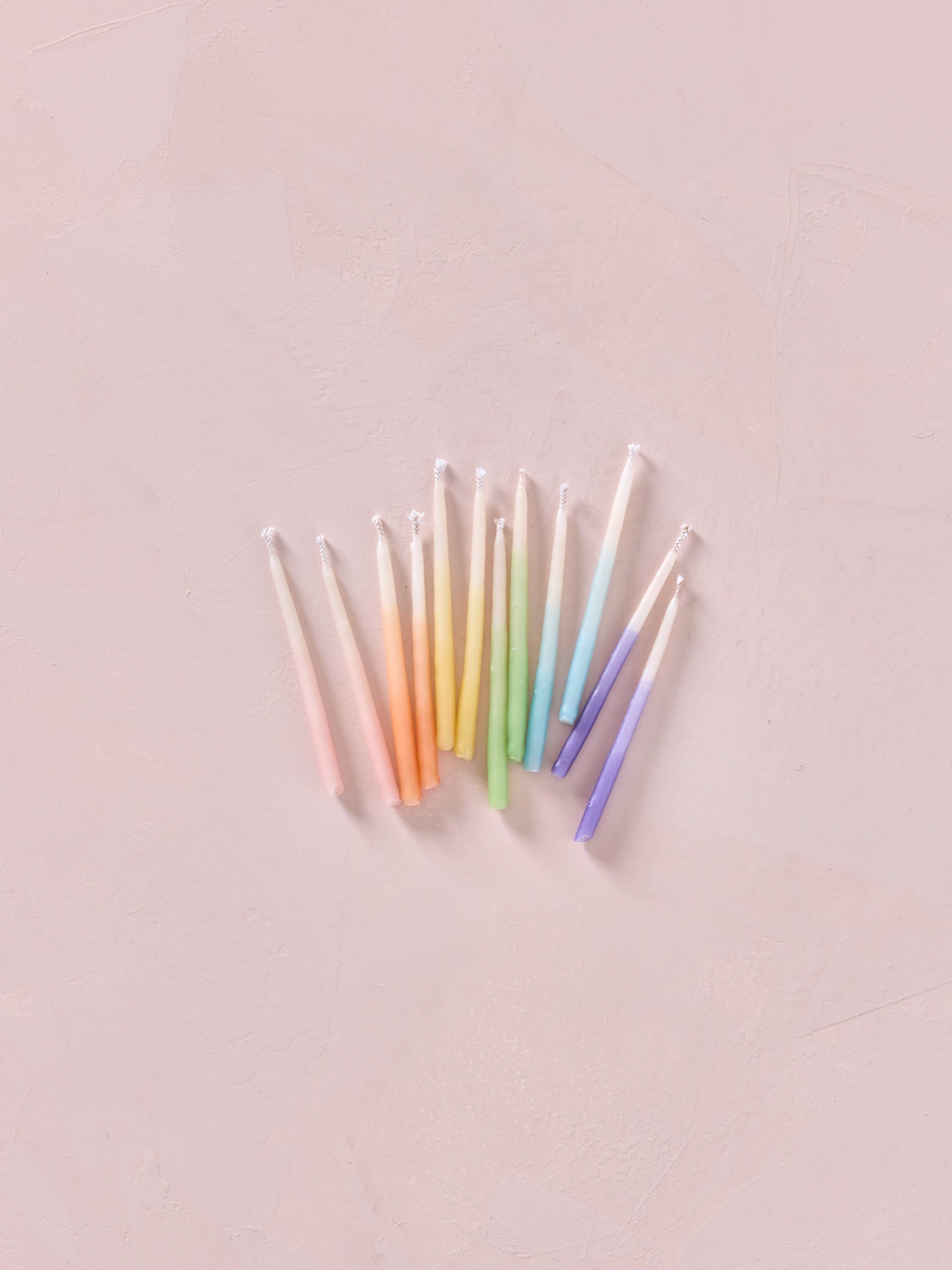 Hand-dipped 100% Beeswax Birthday Candles | Rainbow Ombré
