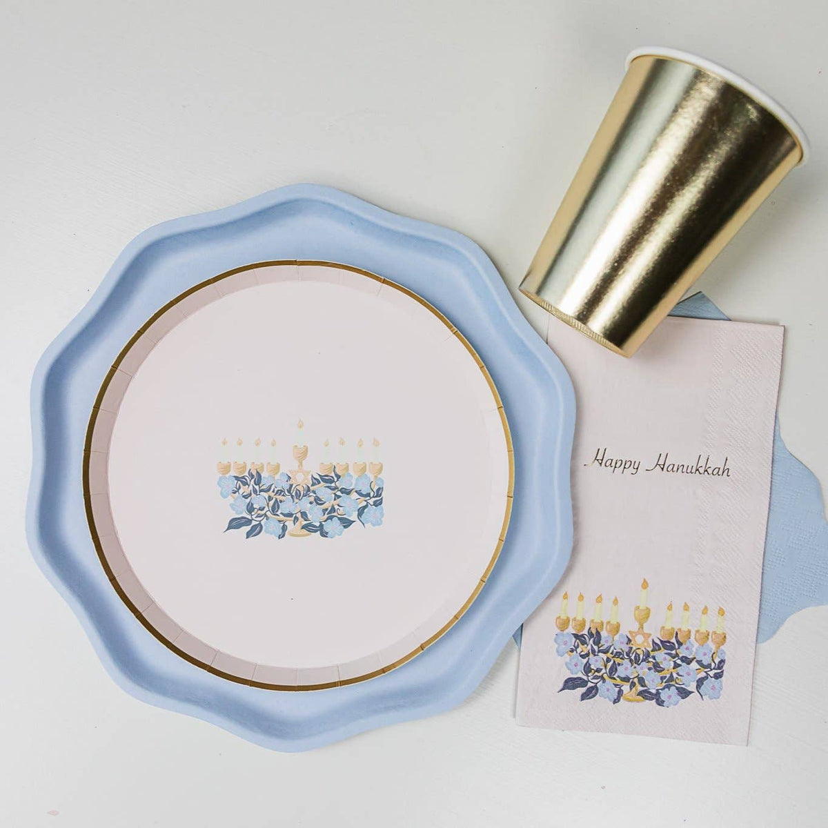 BONJOUR FÊTE X ONE & ONLY PAPER HAPPY HANUKKAH MENORAH SMALL PLATES