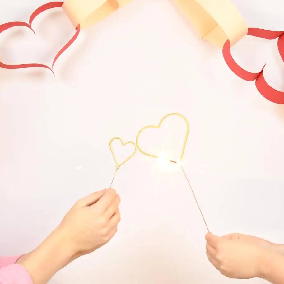 Mini 4" Red Heart Sparkler Wands - Tube of 4