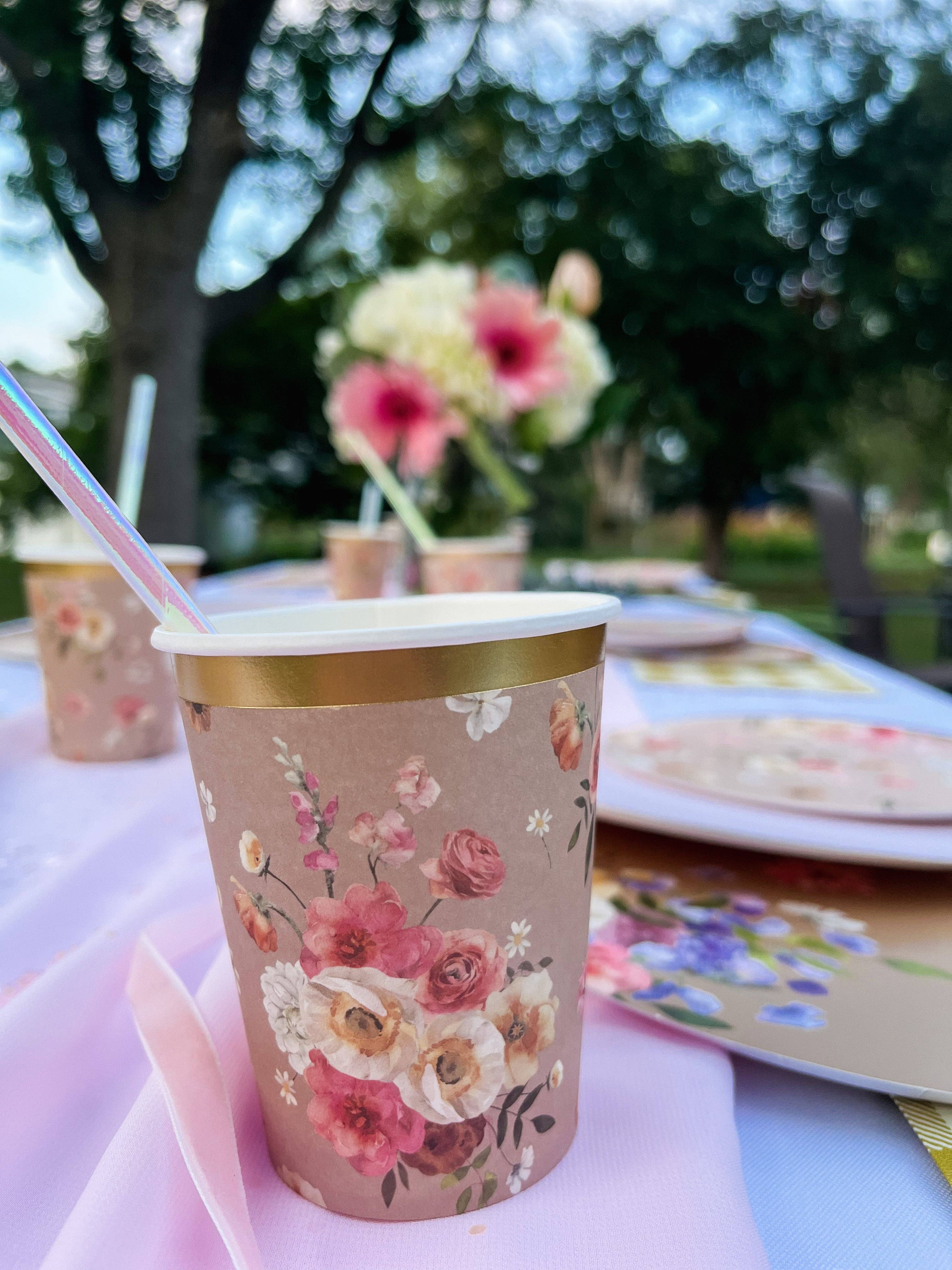 Floral Beige Cups