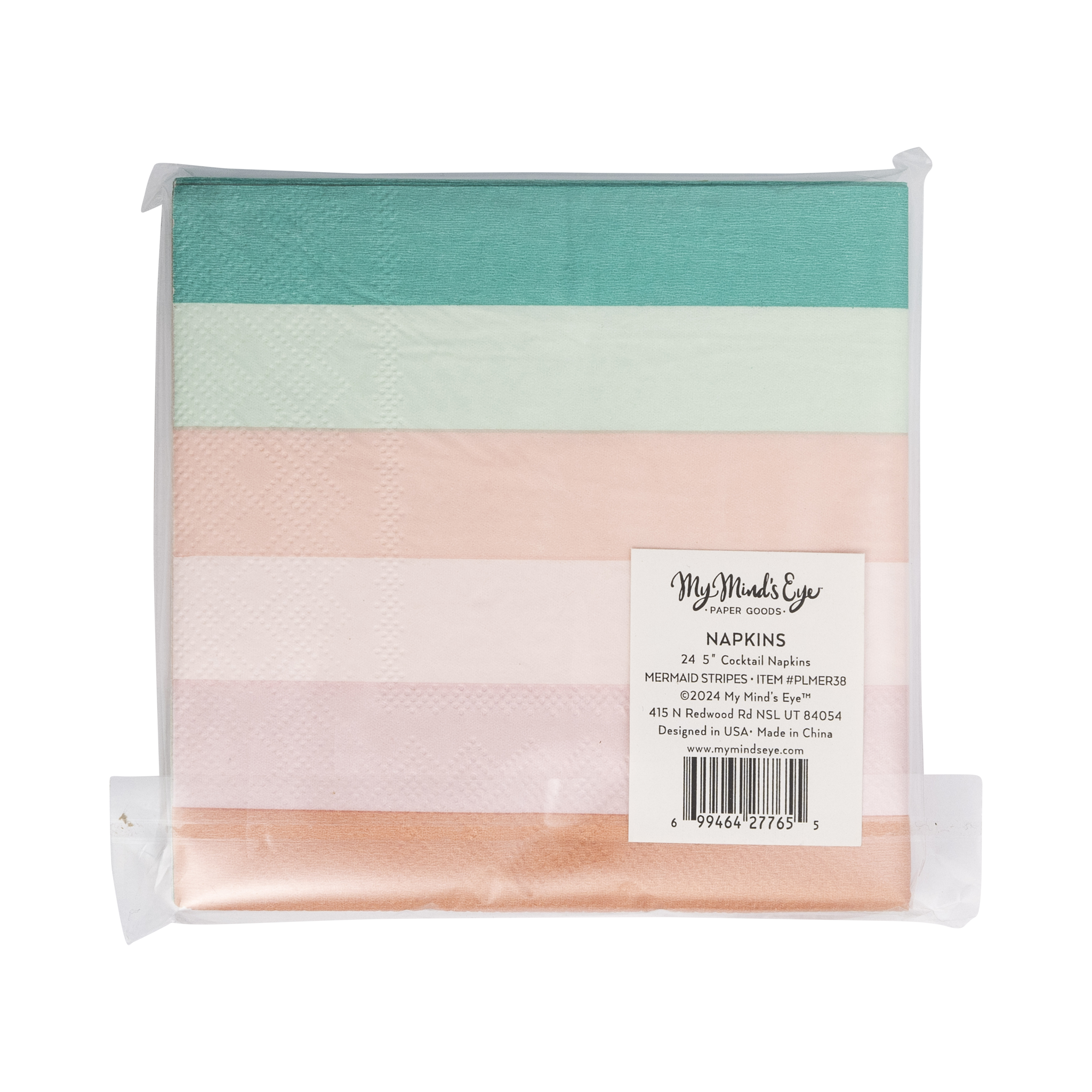 PLMER38 - Mermaid Stripes Cocktail Napkin