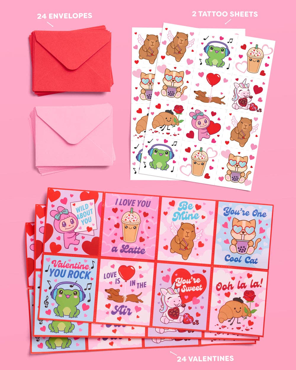 Valentine Kawaii V-Day Card Set | kawaii, mochi, kids
