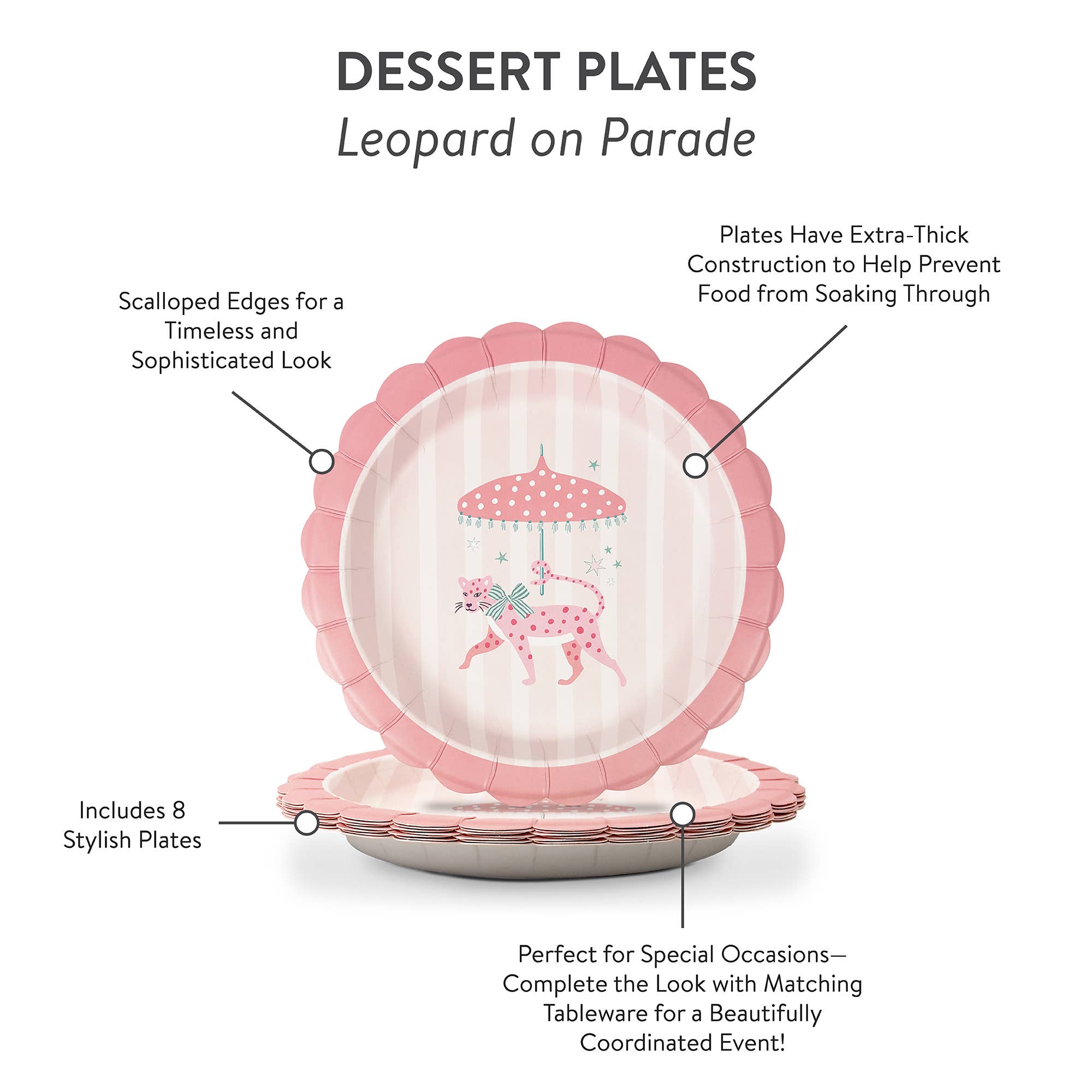 Leopard on Parade Scalloped Dessert Plates