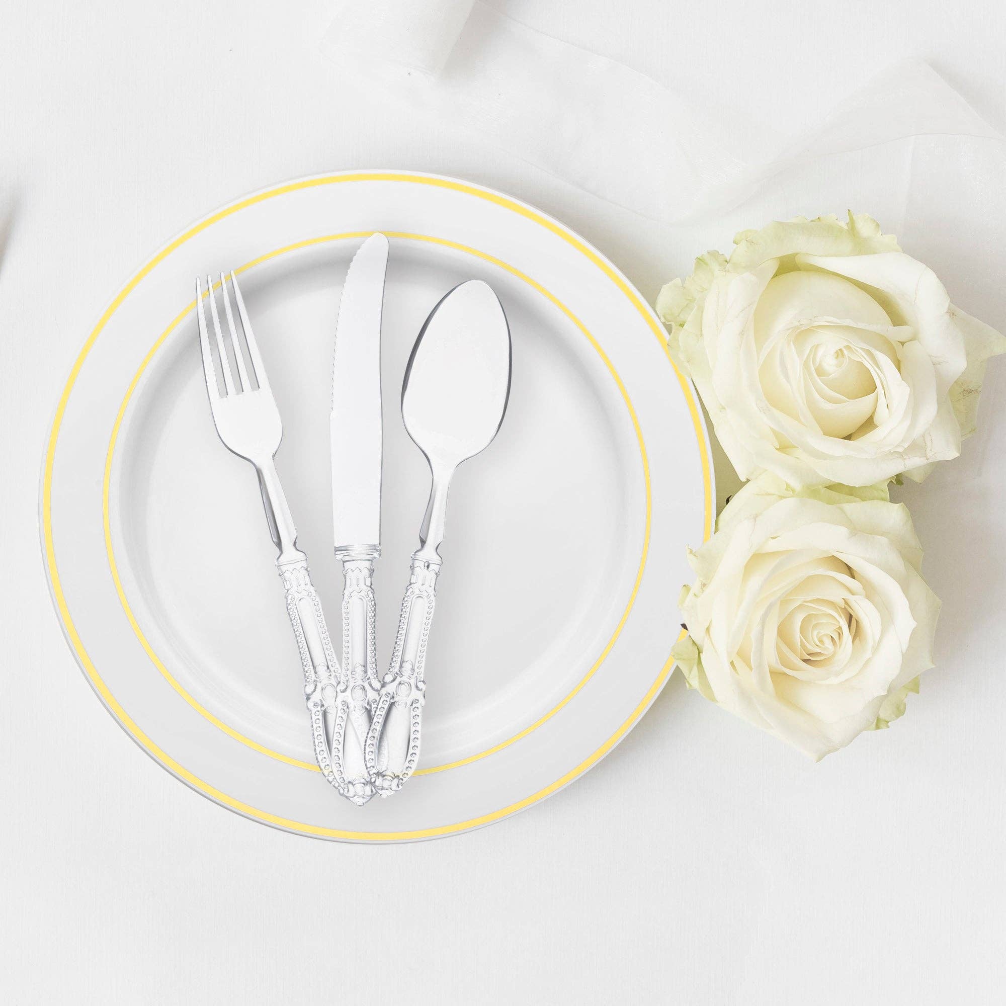 Clear Baroque Disposable Plastic Cutlery Set - 20 Guests