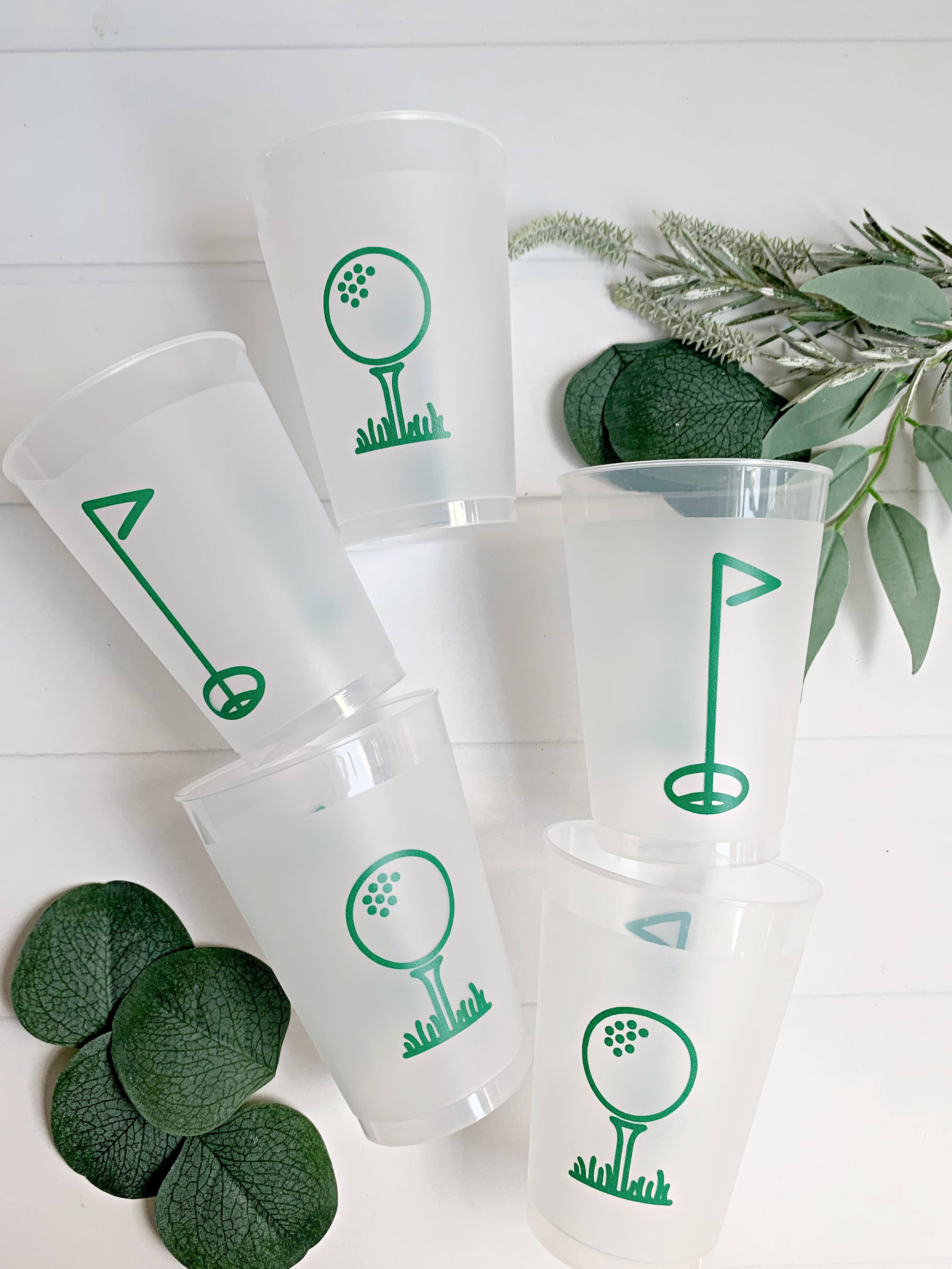 Golf Tee Frosted Party Cups | Set of 8 | 12 Ounce