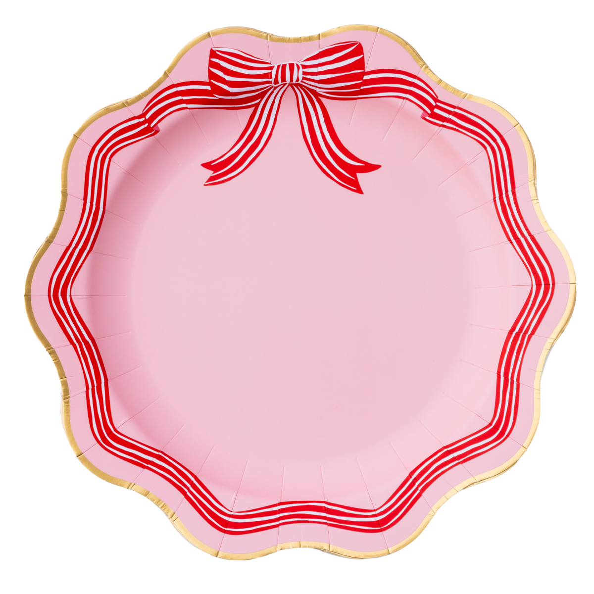 ELEGANT PINK PEPPERMINT BOW DINNER PLATES