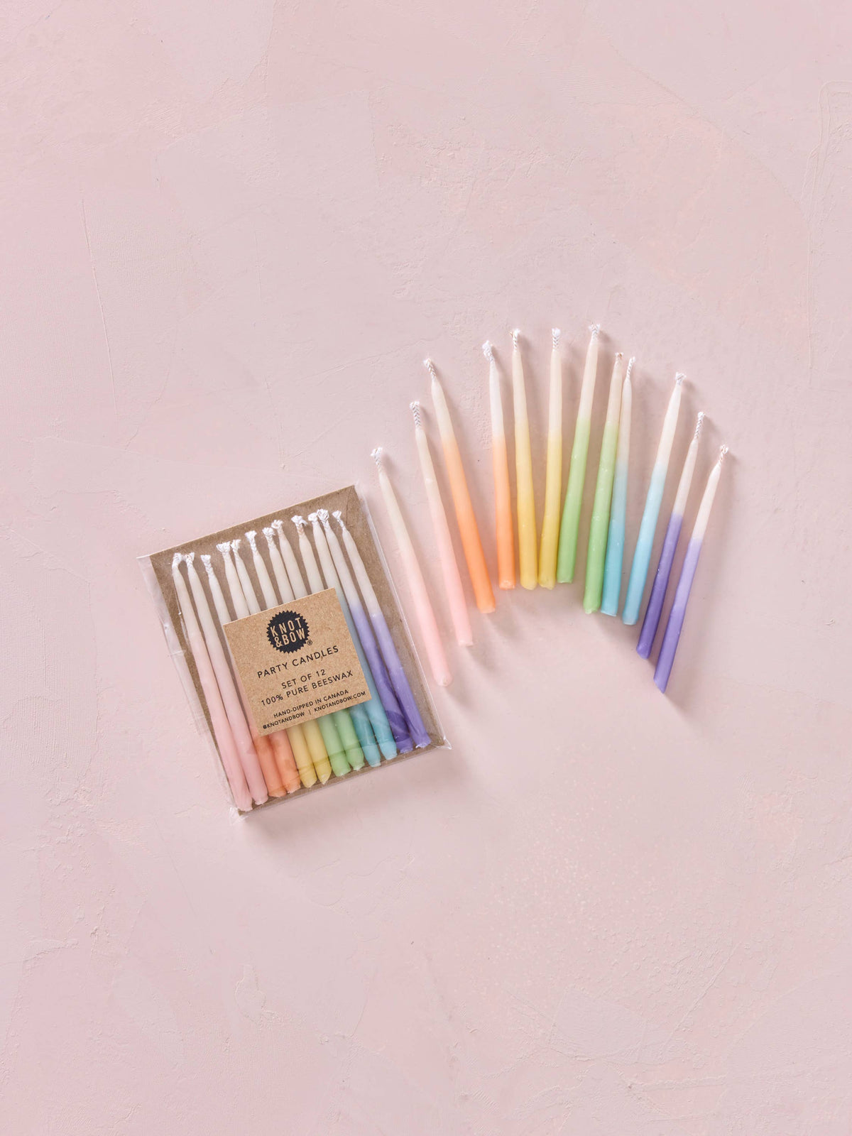 Hand-dipped 100% Beeswax Birthday Candles | Rainbow Ombré
