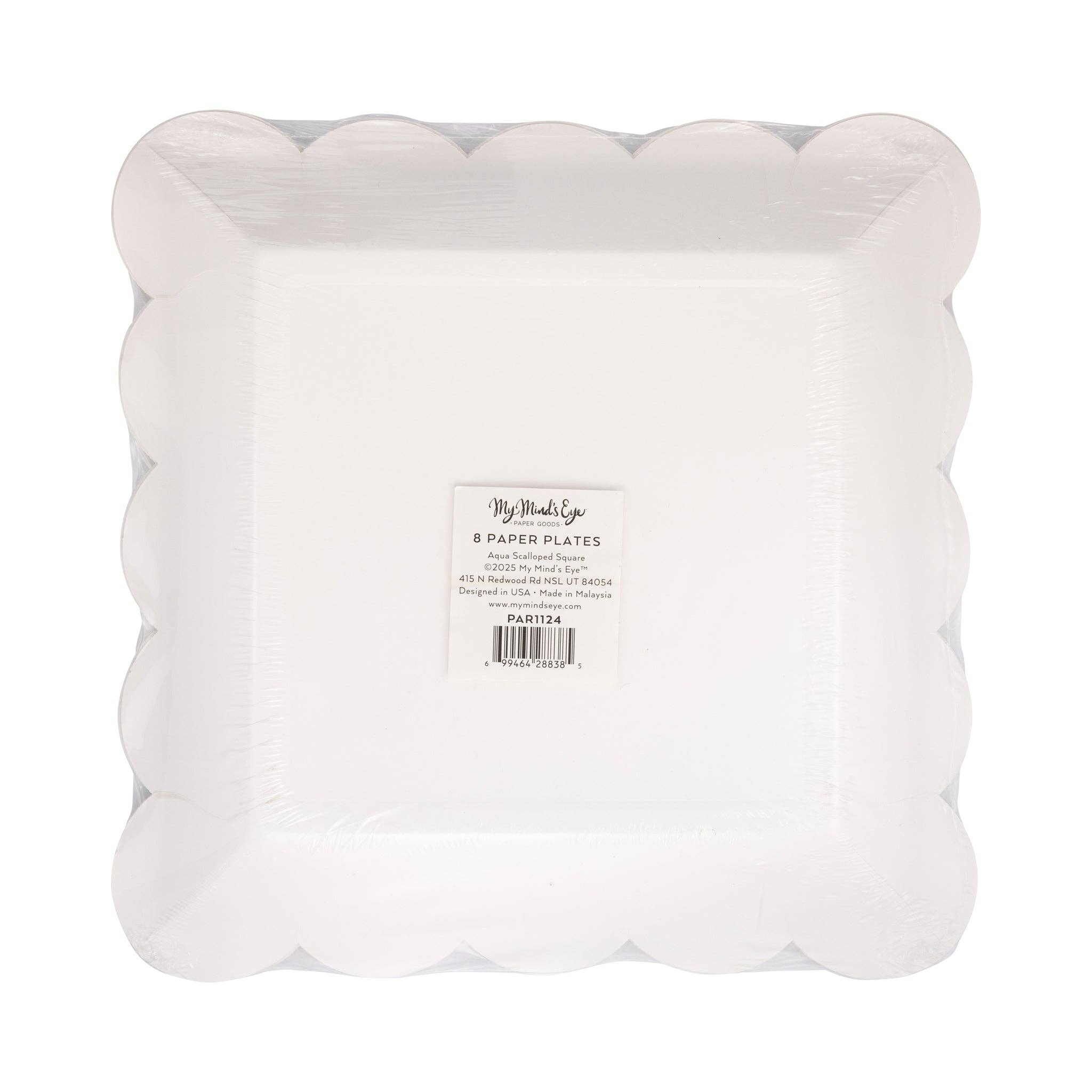 PAR1124 - Aqua Scalloped Square 9" Plate