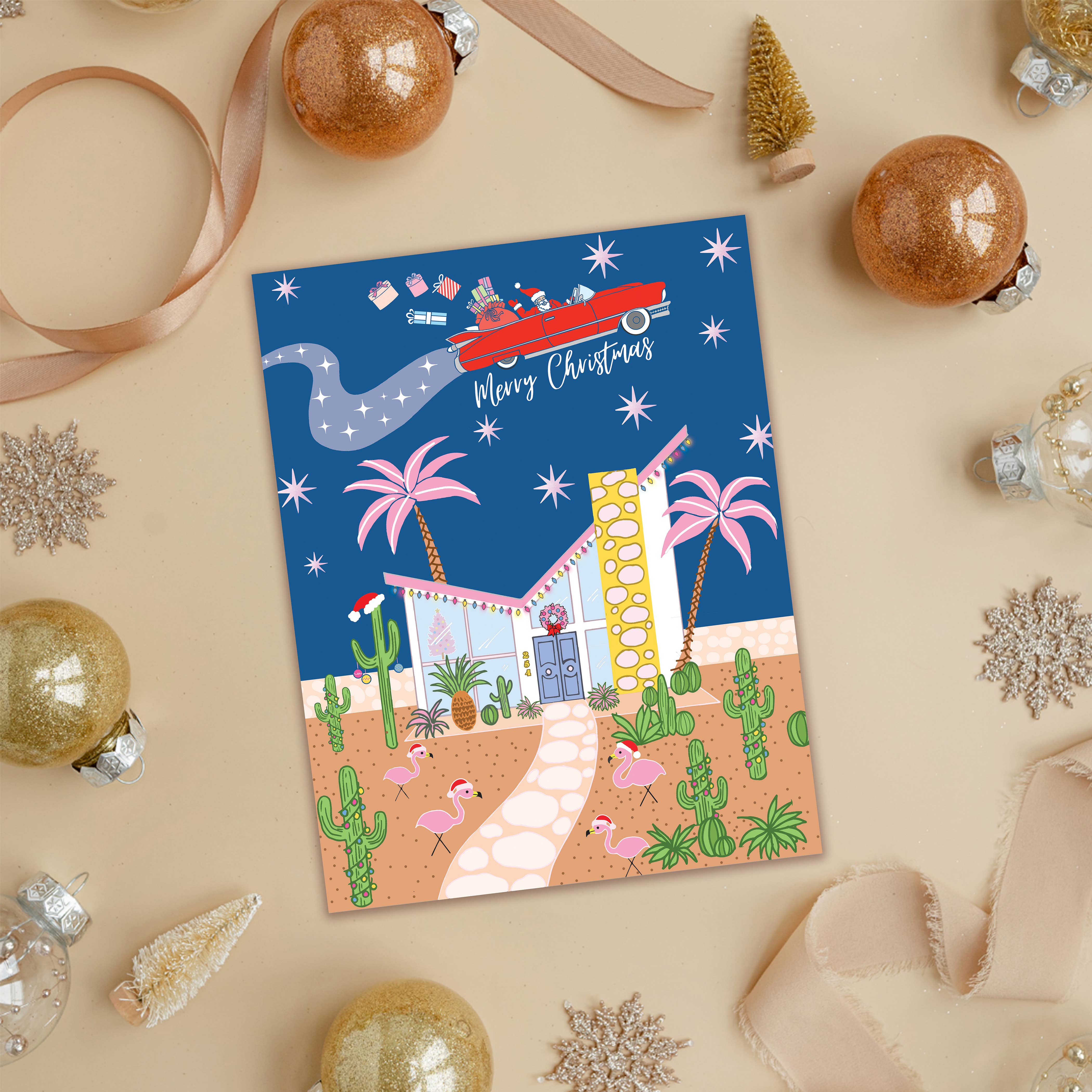 Merry Christmas Desert Greeting Card/ Holiday Cactus Card