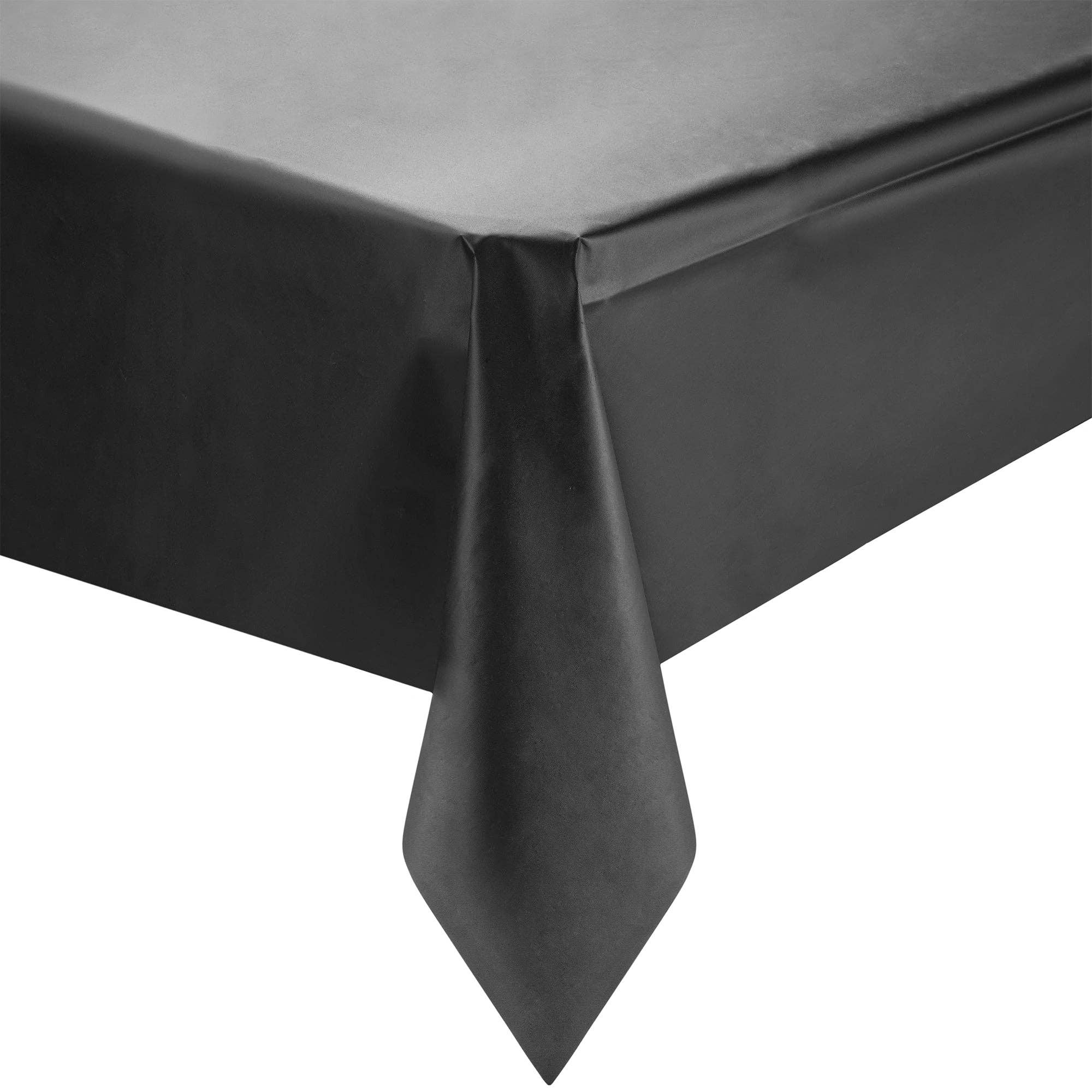 54" x 108" Black Rectangular Plastic Tablecloth - 1 pc