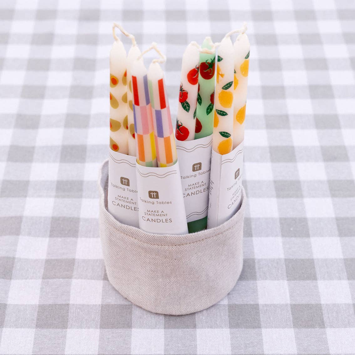 Multi Colored Check Taper Dinner Candles | 2 Pack | Gifts |