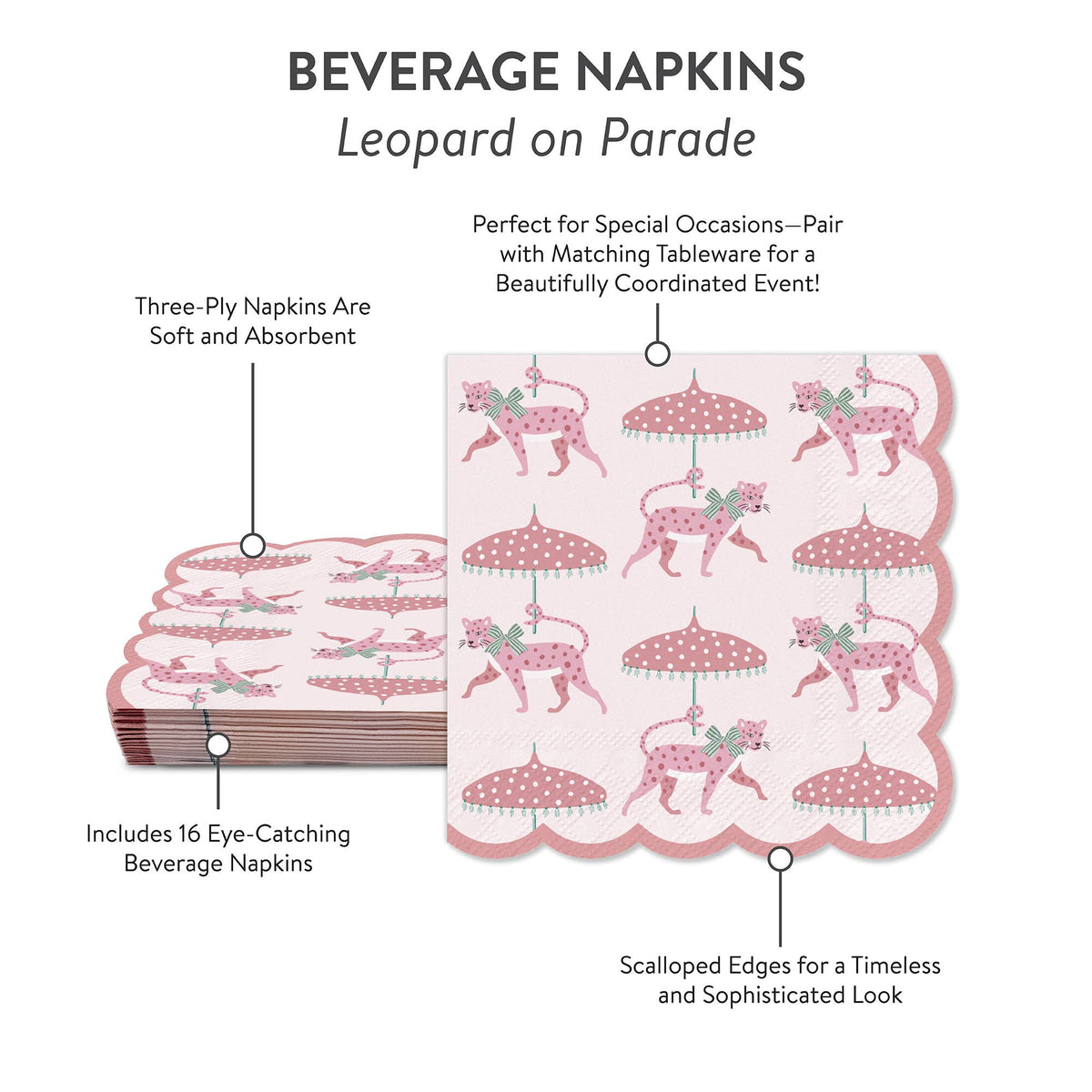 Leopard on Parade Scalloped Beverage Napkins