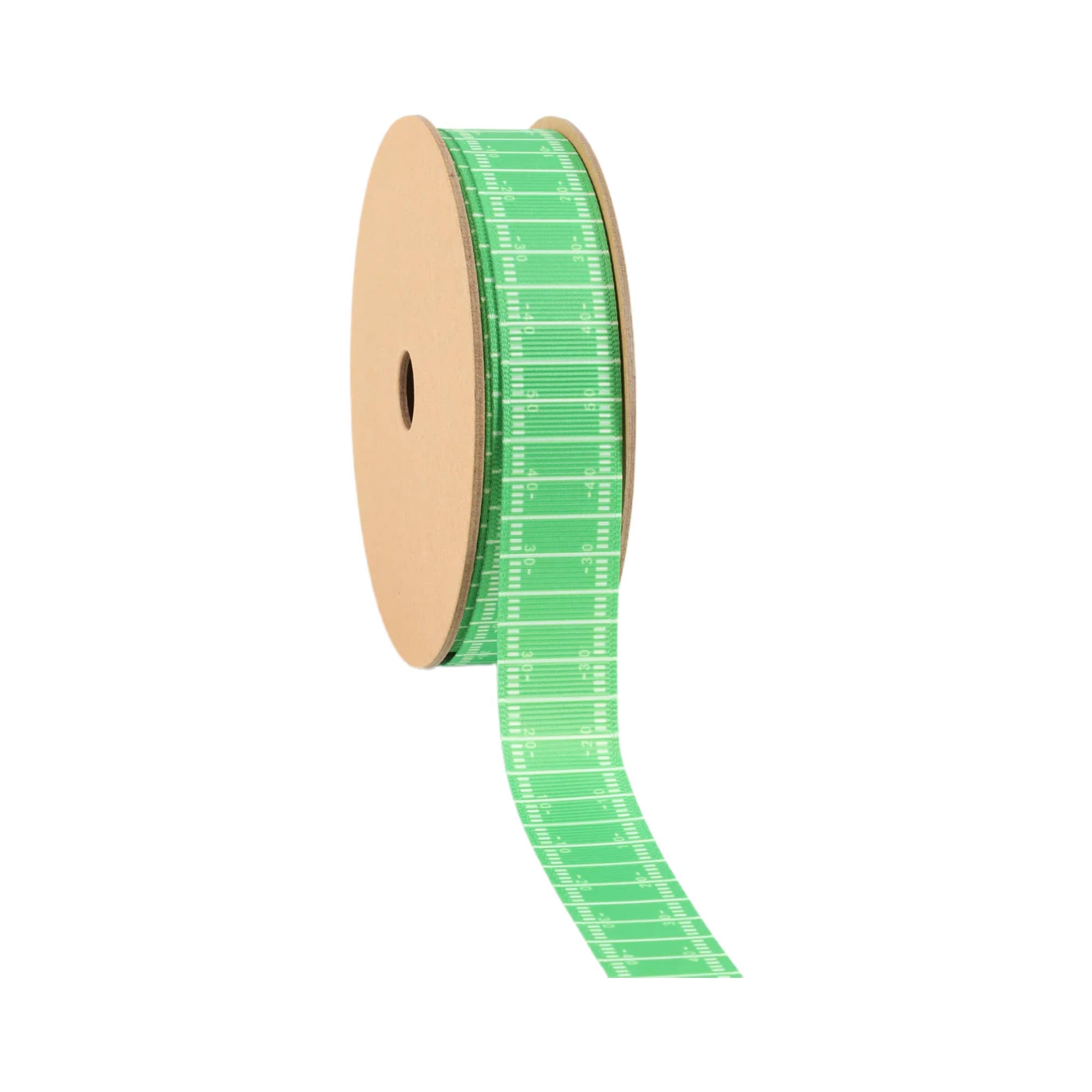 7/8" Printed Grosgrain Ribbon | Football Field on Green | 25 Yard Roll
