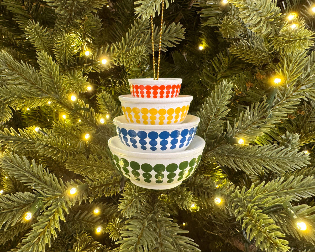 Mini Pyrex-Inspired Bowl Ornament | Retro Christmas Decor