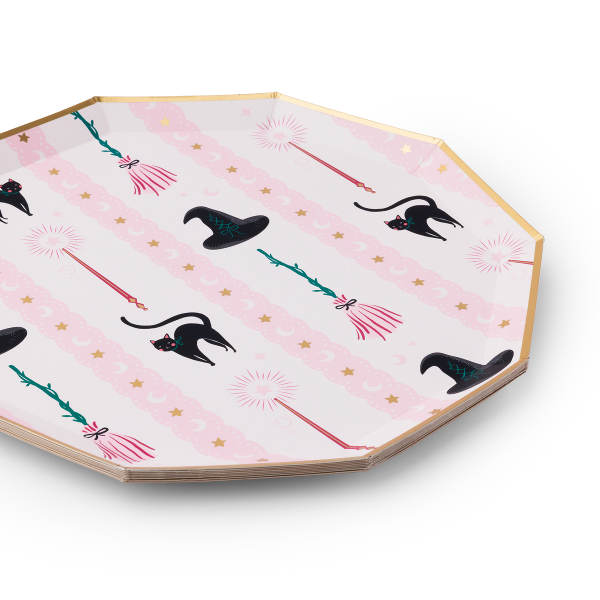 Witch Hat & Broom Halloween Large Plates (Set of 8)
