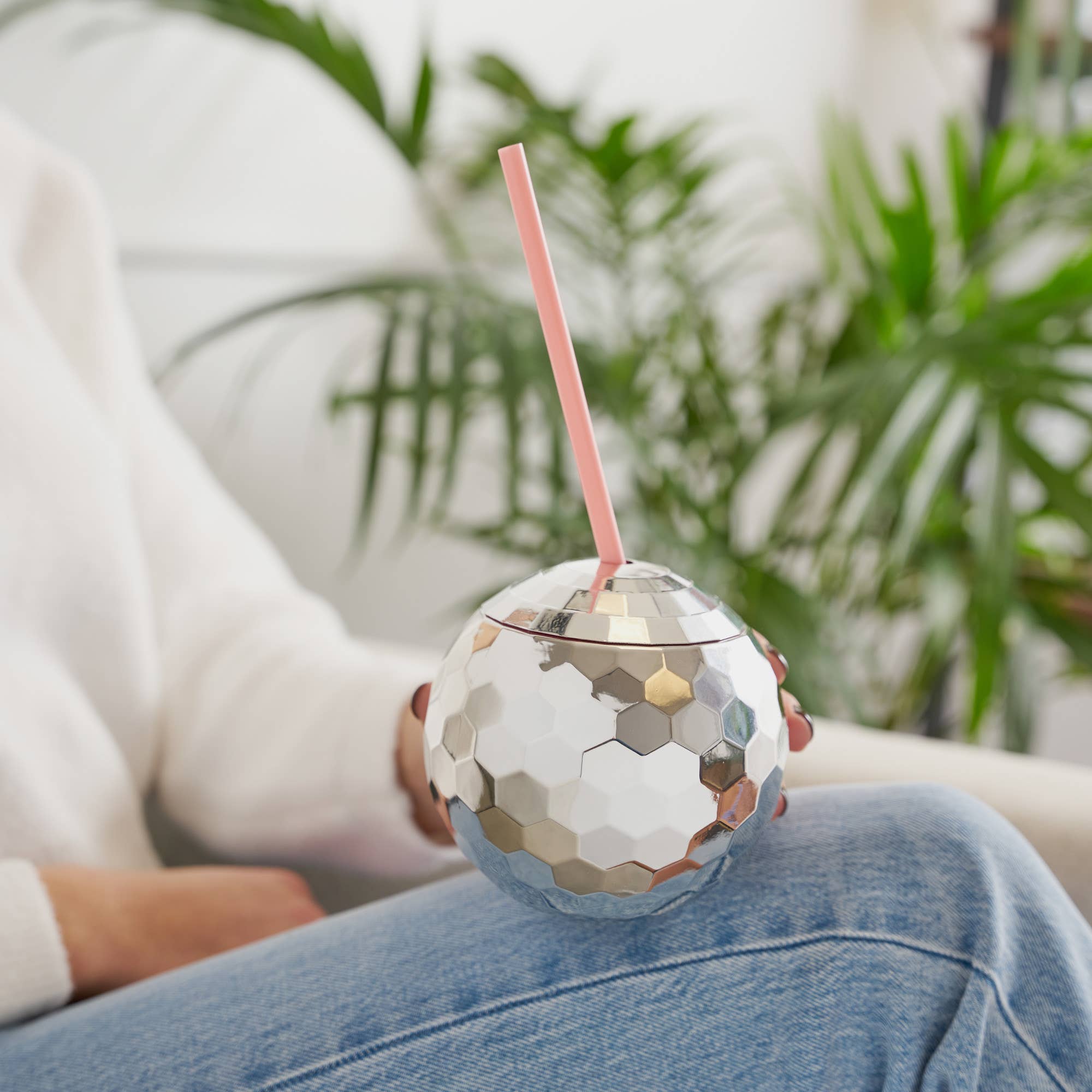 Silver Disco Ball Drink Tumbler