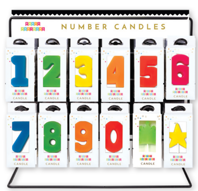 Neon Number Candle Set Display